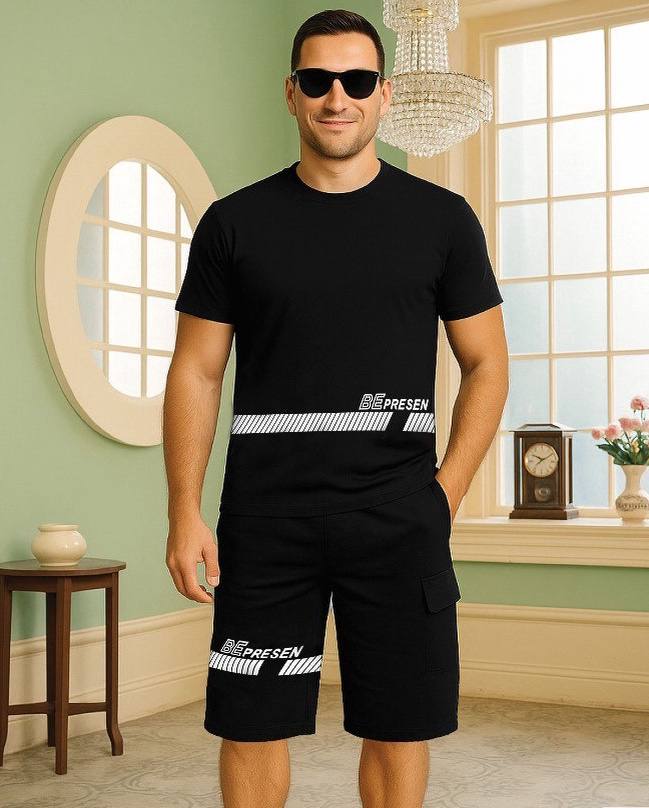 ست تیشرت و شلوارک کتان مردانه
