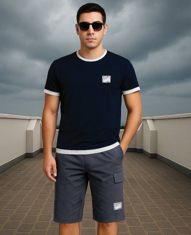 ست تیشرت و شلوارک کتان مردانه